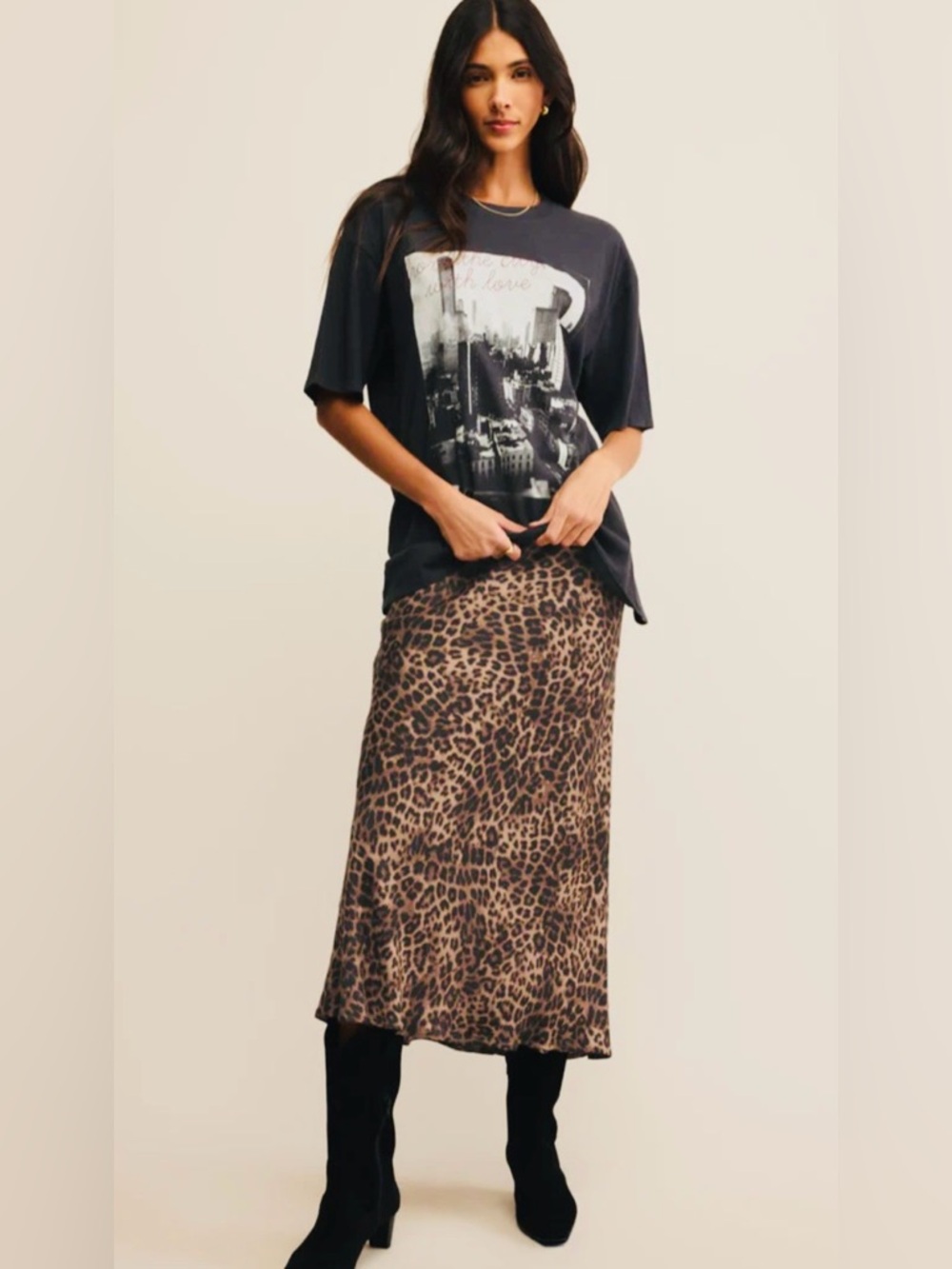 Z Supply Isabelle Leopard Print Midi Skirt - Brown